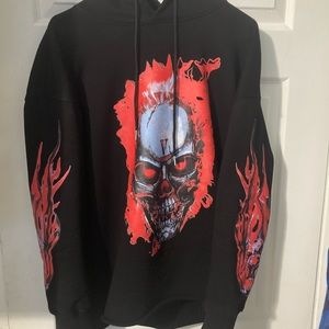 Vlone skully red flame hoodie brand new